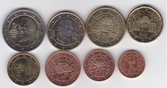 Австрія - набір 8 монет - 1 2 5 10 20 50 Cent 1 2 Euro 2002 - XF