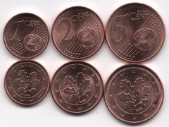Германия - набор 3 монеты 1 5 10 Cent 2022 - 2023 - D - UNC