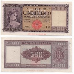 Italy - 500 Lire 1947 - Pick 80 - ( 4 w/holes ) - 085778 - aUNC