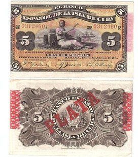 Куба - 5 Pesos 1896 - P. 48b - XF