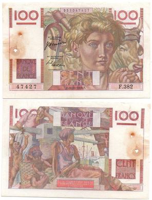 Франція - 100 Francs 1950 - XF+ отвір