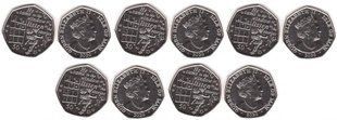 Острів Мен - 5 шт х 50 Pence 2020 - Пітер Пен - Пітер Пен у вікна - UNC