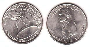 США - 1/4 (Quarter) Dollar (25 Cents) 2026-P - 250 років Незалежності США. Декларація незалежності - UNC