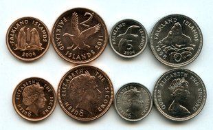 Фолклендські острови / Фолкленди - набір 4 монет 1 2 5 10 Pence 1998 - 2011 - aUNC