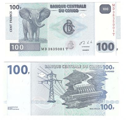 Конго ДР - 5 шт х 100 Francs 2013 - P. 98b - UNC