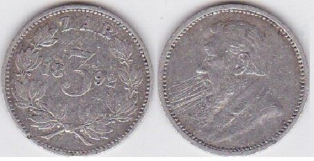 ЮАР - 3 Pence 1892 - серебро - VG / F