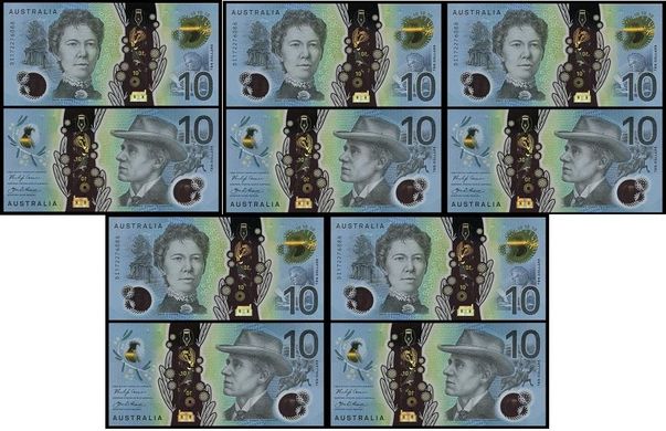 Australia - 5 pcs х 10 Dollars 2017 - Polymer - P. 63a - UNC