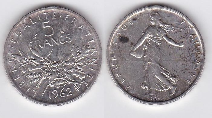 France - 5 Francs 1962 - silver - VF