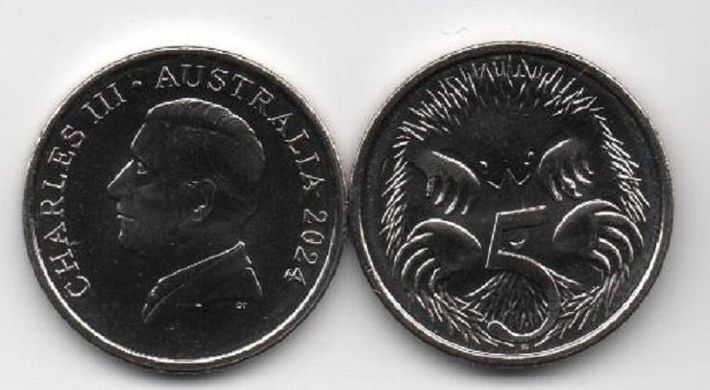 Australia - 5 pcs х 5 Cents 2024 - Charles III - UNC