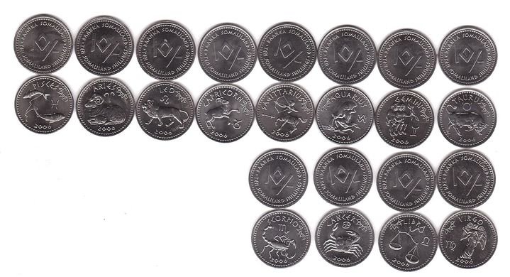 Somaliland - 3 pcs x set 12 coins x 10 Shillings 2006 - Zodiac Series - UNC