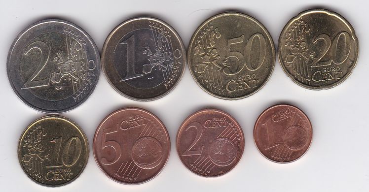 Австрія - набір 8 монет - 1 2 5 10 20 50 Cent 1 2 Euro 2002 - XF