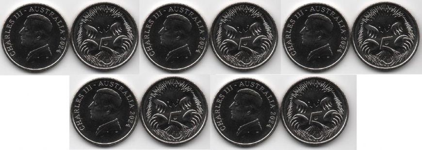 Australia - 5 pcs х 5 Cents 2024 - Charles III - UNC