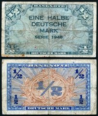 Германия - 1/2 Deutsche Mark 1948 - Ro. 230 - VF - # 1