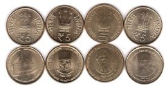 Индия - набор 4 монеты x 5 Rupees 2011 - 2014 - comm. - aUNC