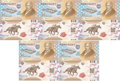 Fantasy / USA - 5 pcs х 50 Dollars 2014 - 15th state Kentucky - Polymer - Souvenir - UNC