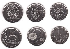 Чехія - набір 3 монети 1 2 5 Korun 2019 - 2020 - UNC