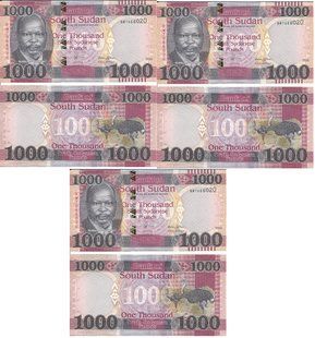 Южный Судан - 3 шт х 1000 Pounds 2021 ( 2023 ) - UNC