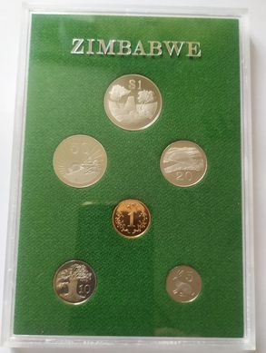 Зимбабве - набор 6 монет 1 5 10 20 50 Cents 1 Dollar 1980 - в футляре - Proof