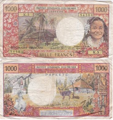 French Pacific Terr. / Tahiti - 1000 Francs 1983 - P. 27c - serie K5 94504 - VF / F