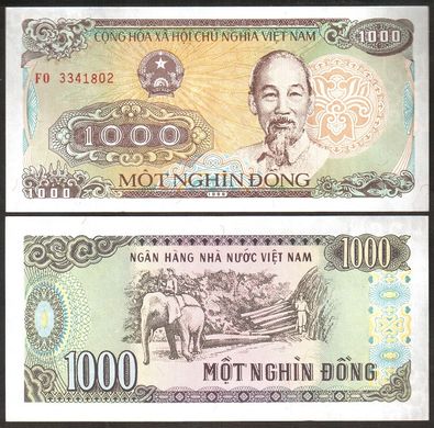 В'єтнам - 10 шт. X 1000 Dong 1988 - Pick 106а - small serial # digits - UNC