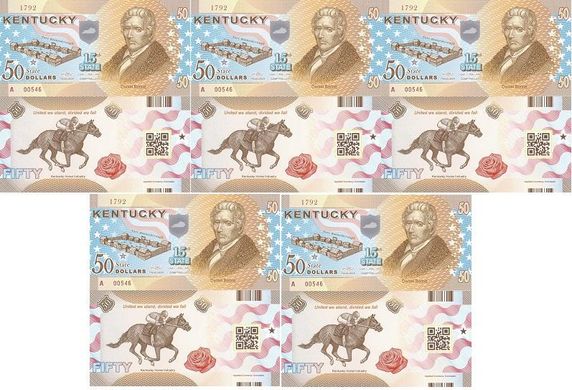 Fantasy / США - 5 шт х 50 Dollars 2014 - 15th state Kentucky - Polymer - Сувенір - UNC