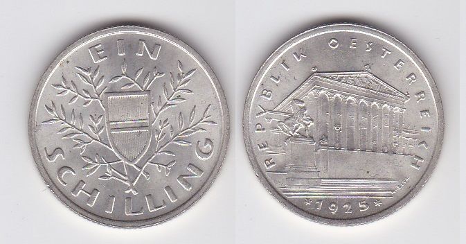 Австрія - 1 Shilling 1925 - срібло - UNC / aUNC