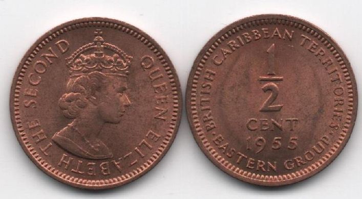 Британские Карибские территории - 5 шт х 1/2 Cent 1955 - aUNC