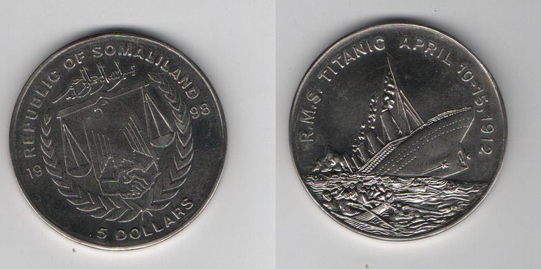 Somaliland - 5 Dollars 1998 - Titanic - UNC