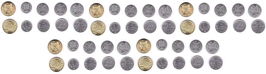 Молдова - 10 шт. х набір 5 монет 1 5 10 25 50 Bani 2008 - 2017 - UNC