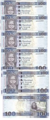 Южный Судан - 5 шт х 100 Pounds 2019 - P. 15 - UNC