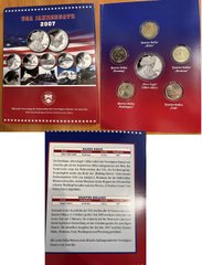 США - набор 5 монет x 1/4 ( Quarter ) Dollar 2007 - в альбоме - UNC
