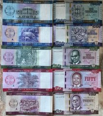 Liberia - set 5 banknotes 20 50 100 500 1000 Dollars 2022 - UNC