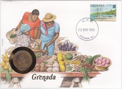 Eastern Caribben St. / Grenada - 1 Dollar 1981 - in an envelope with a stamp - UNC/aUNC