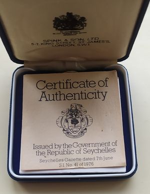 Сейшельские Острова / Сейшелы - 10 Rupees 1976 - Декларация независимости - серебро - в коробочке - с сертификатом - aUNC