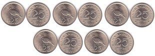 Индонезия - 5 шт х 25 Rupiah 1971 - UNC