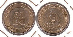 Albania - 50 Leke 2002 - 90 years of the declaration of independence - in holder - XF