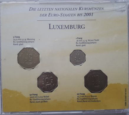 Luxembourg - set 4 coins 1 5 10 20 Francs 1981 - 1990 - in a box - XF