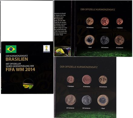Brazil - set 6 coins - 1 5 10 25 50 Centavos 1 Real 2003 - 2009 - in the booklet - UNC