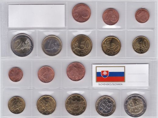 Словаччина - набір 8 монет 1 2 5 10 20 50 Cent 1 2 Euro 2009 - aUNC / UNC