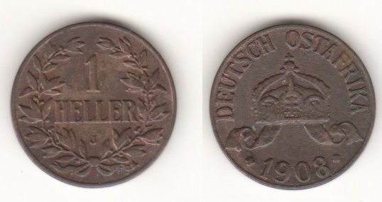 Germany East Africa - 1 Heller 1908 - F