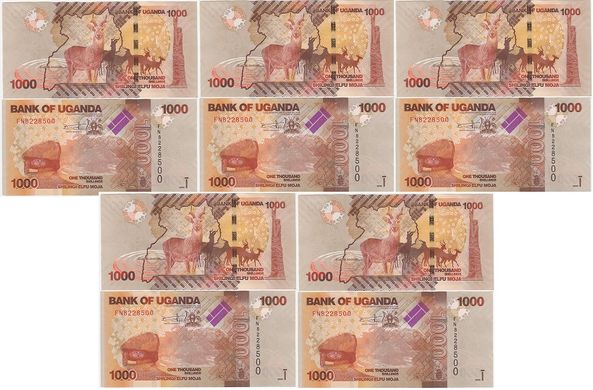 Уганда - 5 шт. X 1000 Shillings 2022 - UNC