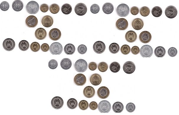 Джибути - 3 шт х набор 9 монет 1 2 5 10 20 50 100 250 500 Francs 1991 - 2013 - UNC