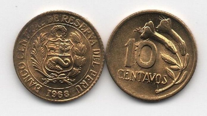 Peru - 5 pcs х 10 Centavos 1968 - aUNC / XF