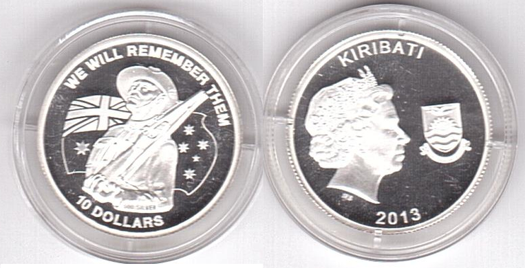 Кирибати - 10 Dollars 2013 - comm. - в капусле - серебро - UNC