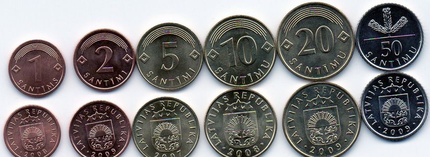 Латвия - набор 6 монет 1 2 5 10 20 50 Santimu 2009 - UNC