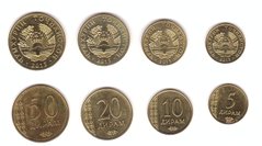 Таджикистан - набор 4 монеты 5 10 20 50 Diram 2015 - aUNC / UNC