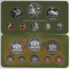 Тринидад и Тобаго - Mint набор 8 монет 1 5 10 25 50 Cents 1 5 10 Dollars 1975 - серебро - Proof