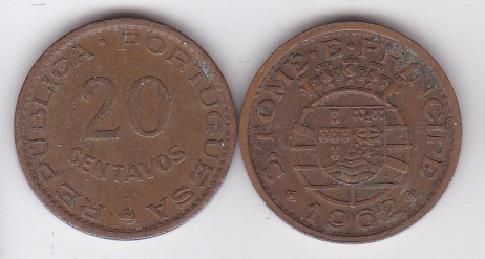 S&atilde;o Tom&eacute; and Pr&iacute;ncipe - 5 pcs х 20 Centavos 1962 - VF