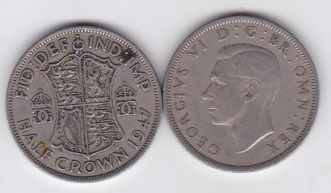 United Kingdom - 5 pcs x 1/2 Half Crown 1947 - VF