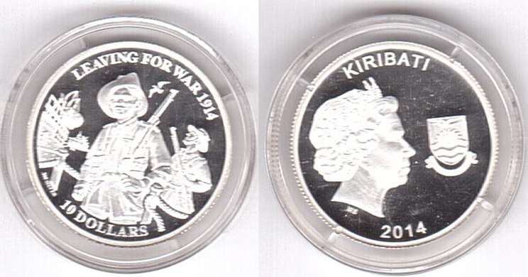 Кирибати - 10 Dollars 2014 - comm. - в капусле - серебро - UNC